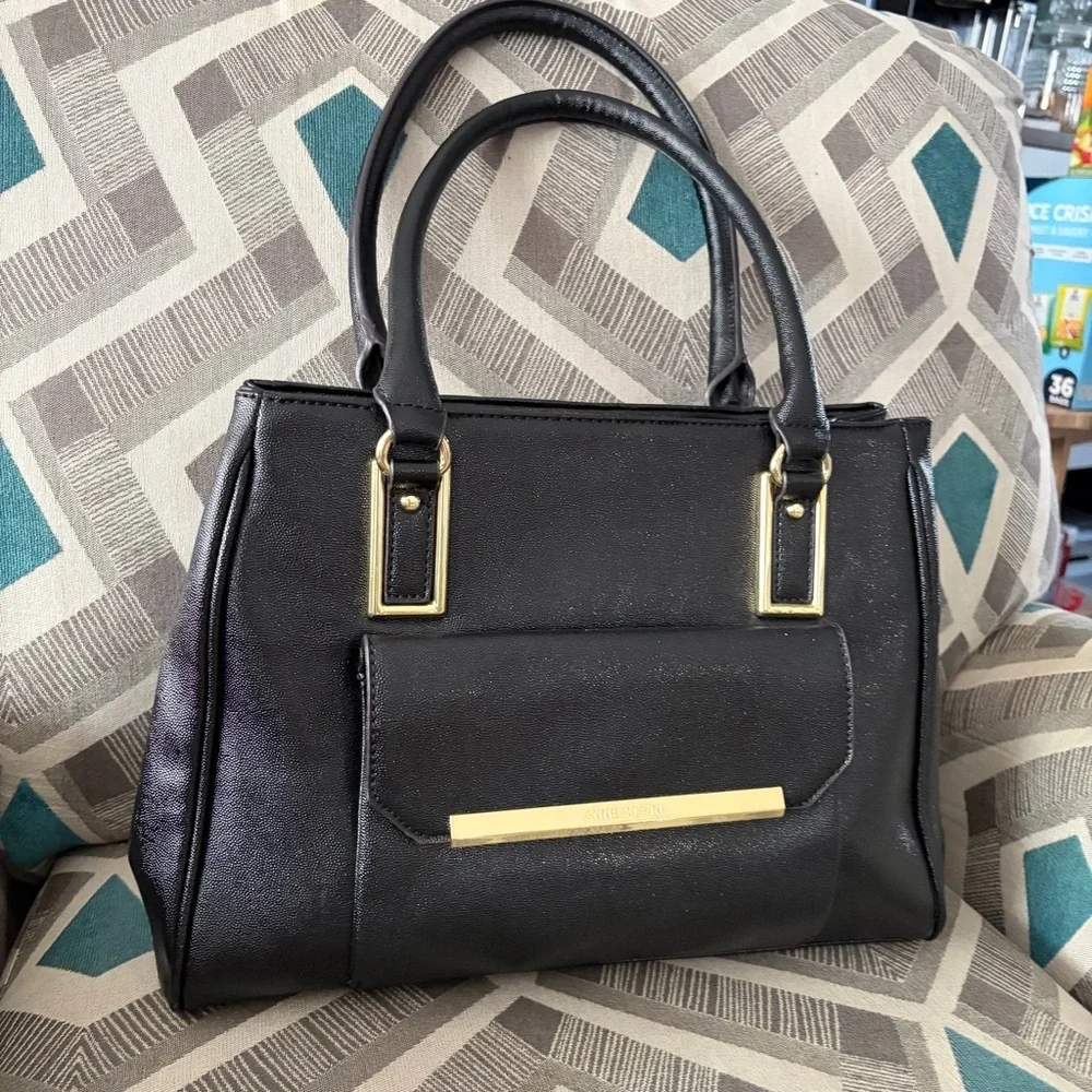 Anne Klein‎ Black Satchel with Gold Accents